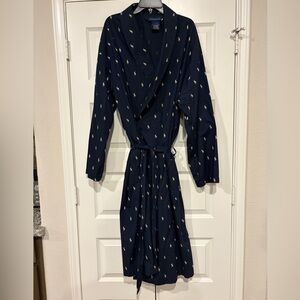 Polo Ralph Lauren Pony Logo  All Over Print Cotton Robe Navy Blue Men’s Sz L/XL